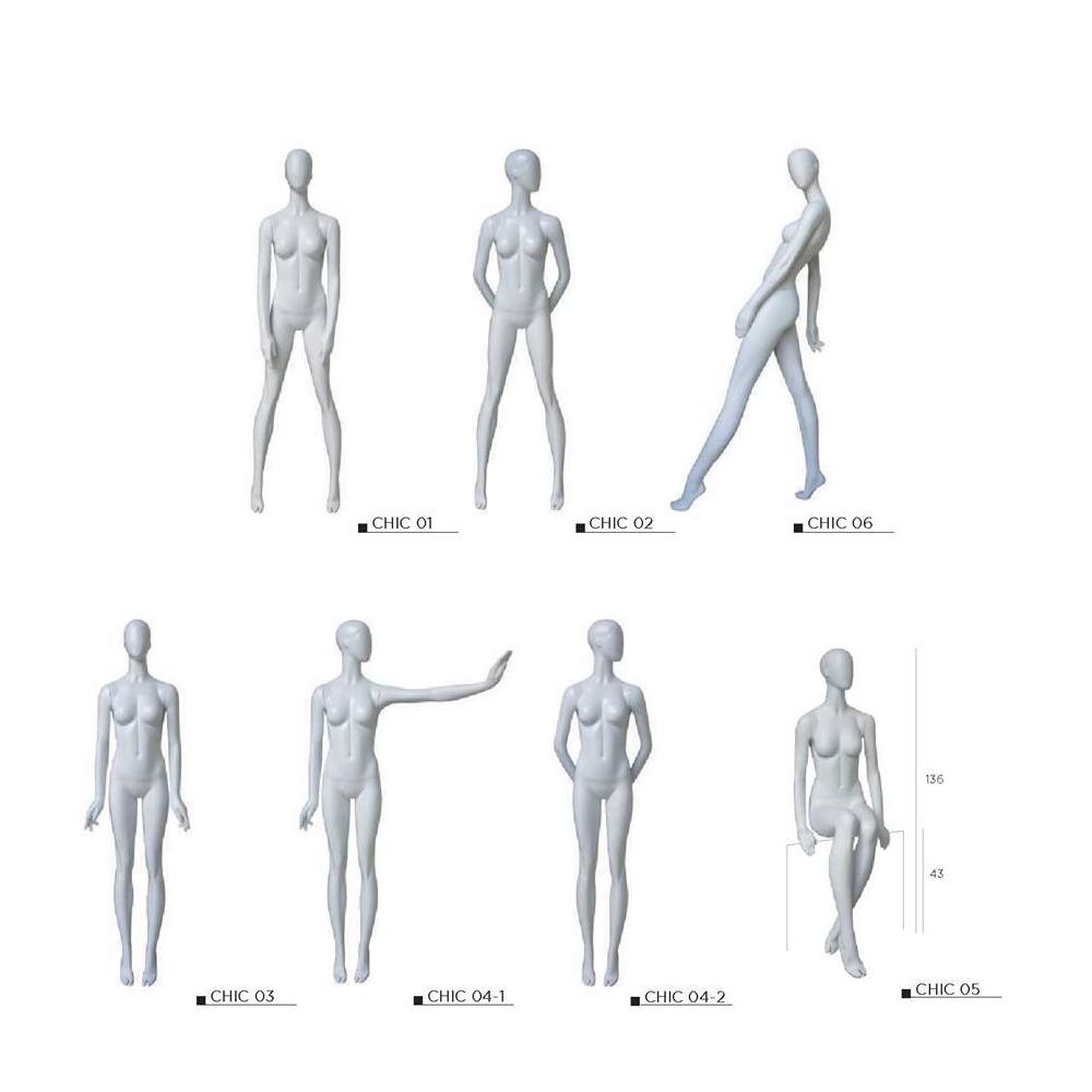 FEMALE WINDOW MANNEQUINS (Basic - white, black, beige, grey. or designated color)