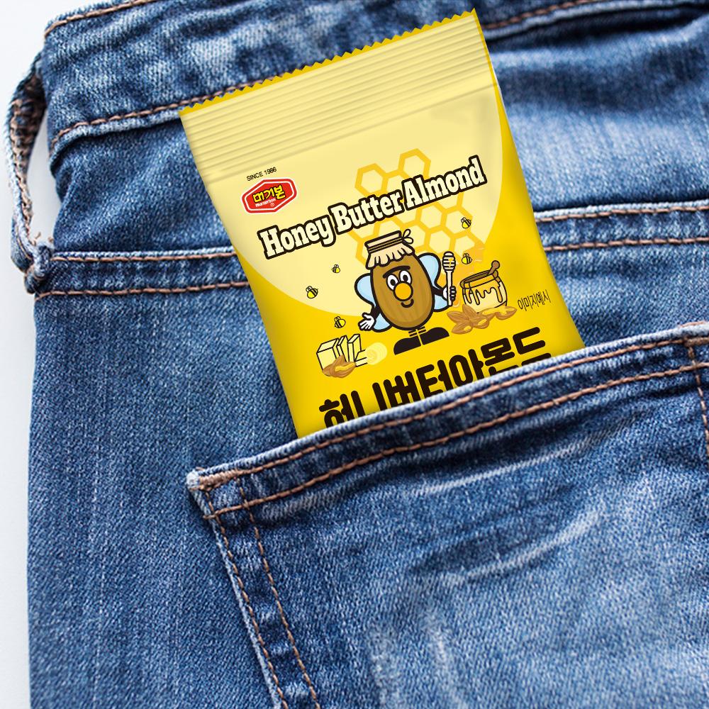 Murgerbon Honey Butter Almonds,Korean Snacks, Healthy Snacks, Office, School, Work, Mini Size 10g