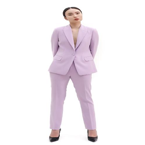 SUITHEEL ONE BUTTON SINGLE SUIT - LAVENDER | One Button Single Suit, Women Pantsuit Set, Peeked Lapel, Slim Fit Straight Line, LAVENDER Single Suit