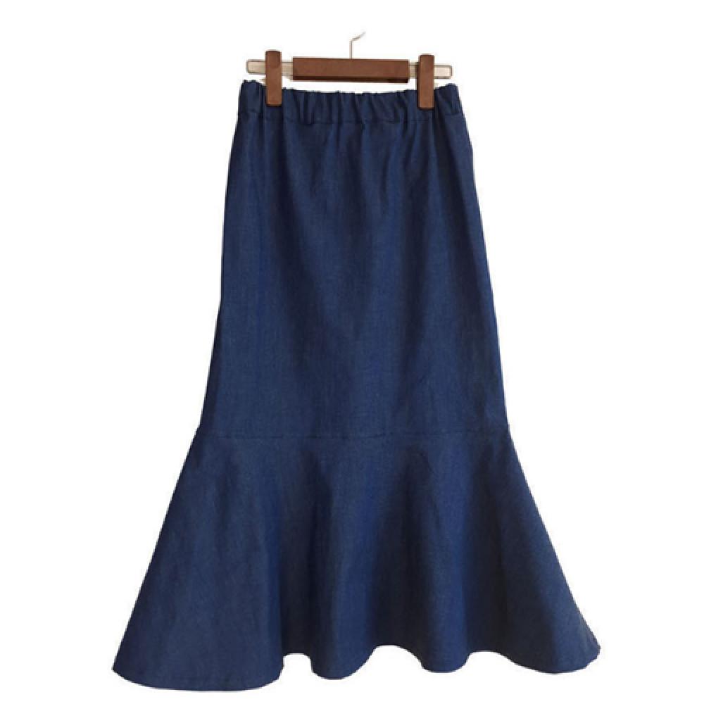 Women's Denim Pencil Midi Skirt