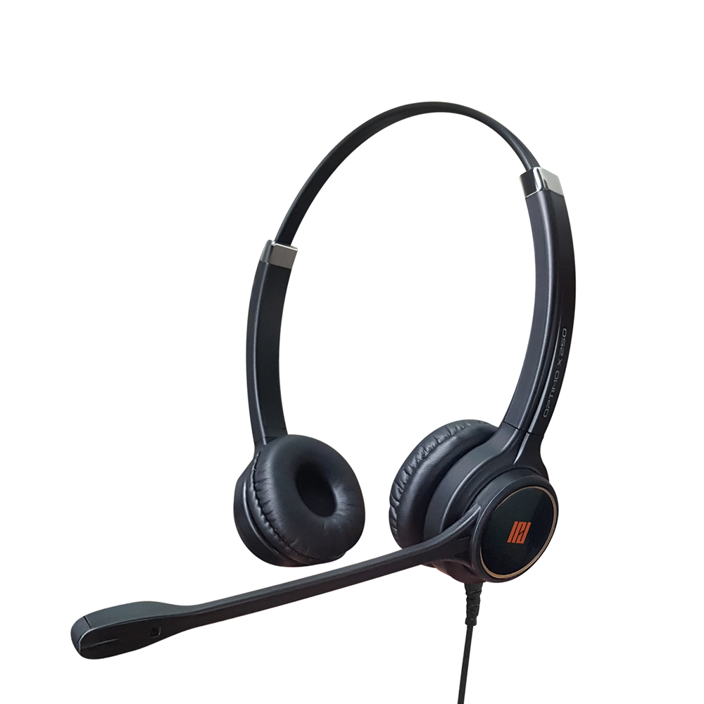 IPD IPH-255 Optimo-X Duo Ear Noise canceling,Corded Landline phone Headset with U10 bottom cable wit