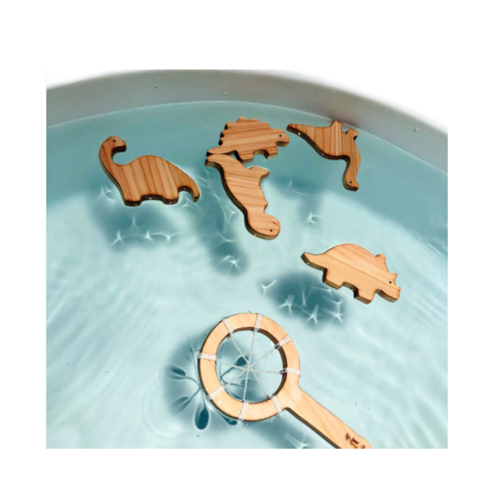 Korean Wooden Bath Toy Manufacturer, HINOKI WOODEN BATH TOYS - DINOSAUR SET