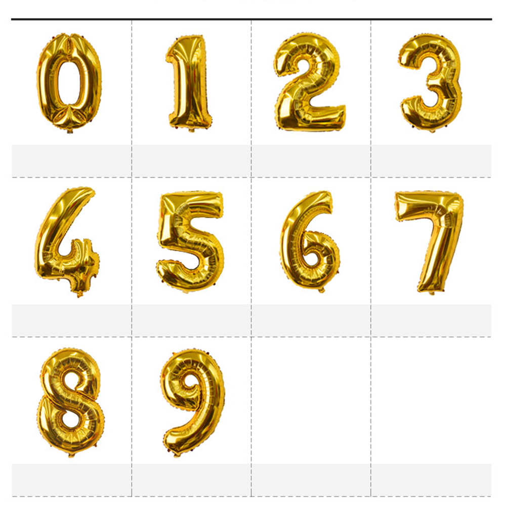 Balloon for an event and a birthday shaped numbers (gold)