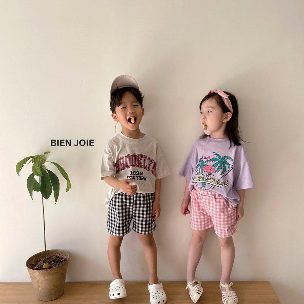 Flamingo, palm print short-sleeved T-shirt, Children's clothes, cotton