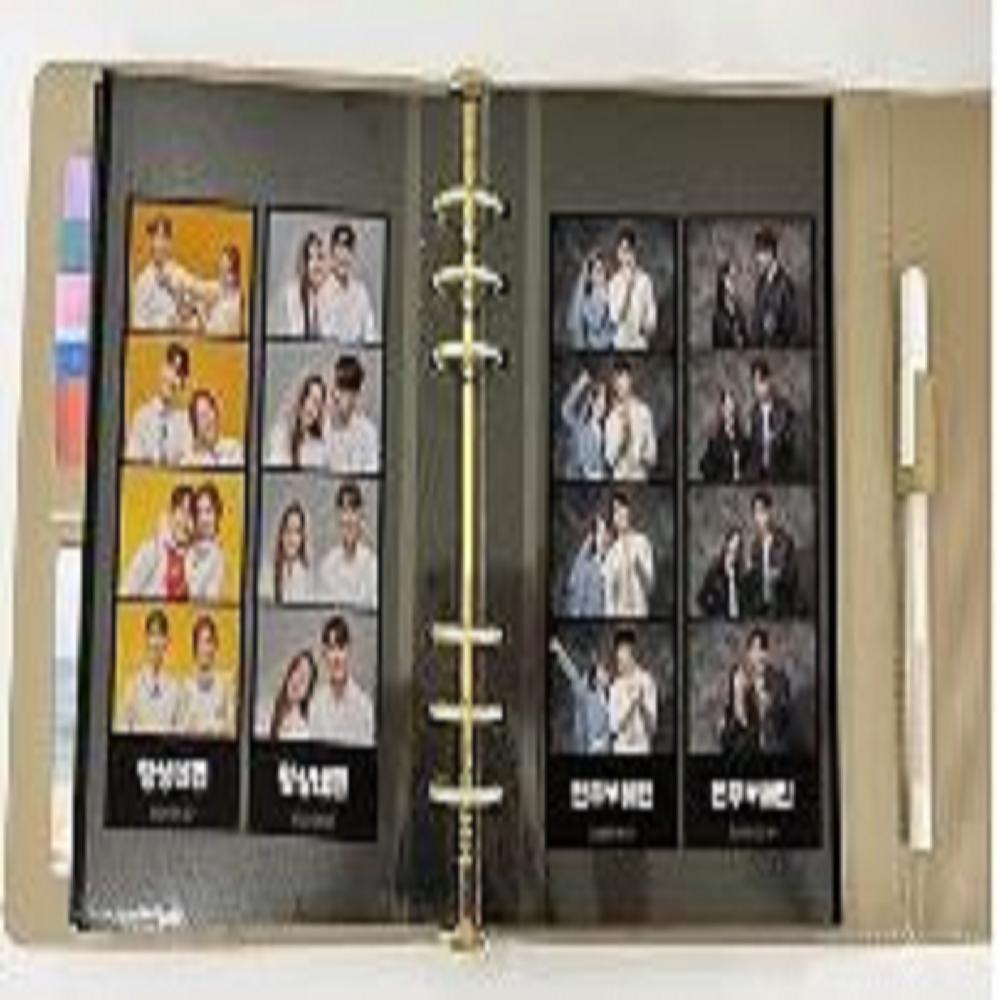 Wooaz Photocard 35 Sleeves Photo Scrapbook Album (Khaki / 1EA) - Included White Gel Pen, Adhesive Al