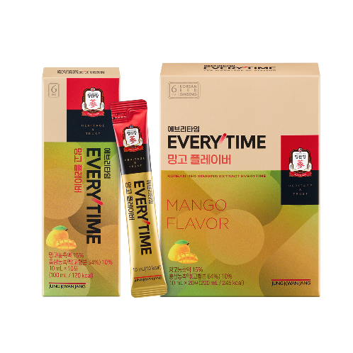 CheongKwanJang Everytime Mango Flavor | Korean Red Ginseng , CheongKwanJang EveryTime , Mango Flavored Energy Drink , Immune Boost Supplement , Portable Ginseng Stick