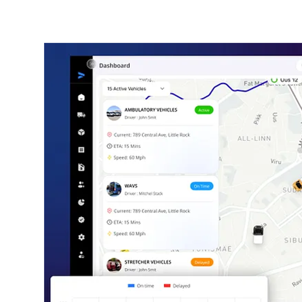 Software / Mobile Applications App & Web linked to control solution (logistics/taxi control solution